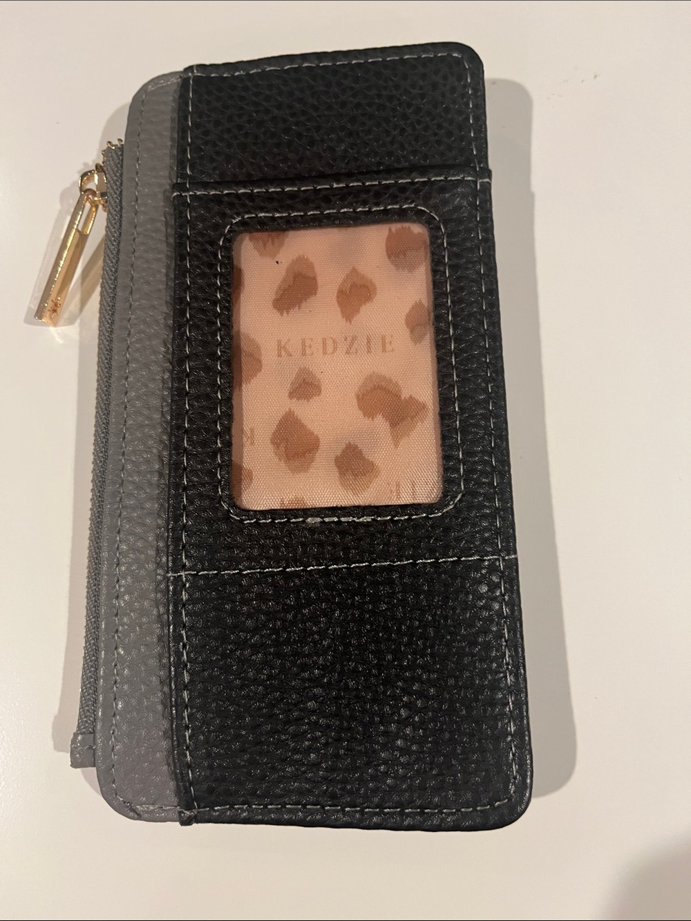 Kedzie Black and Gray Women's Zip Wallet with ID Window